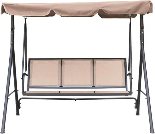 Clihome Juego de columpios de lujo para porche al aire libre, columpios para 3 personas para columpios exteriores al aire libre para adultos, toldo