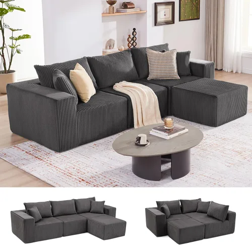 Miniatura 31 de Sofá modular de 108 pulgadas, sofá modular de nube con asiento profundo, moderno sofá modular en forma de L con diván, sofás tapizados sin hueso