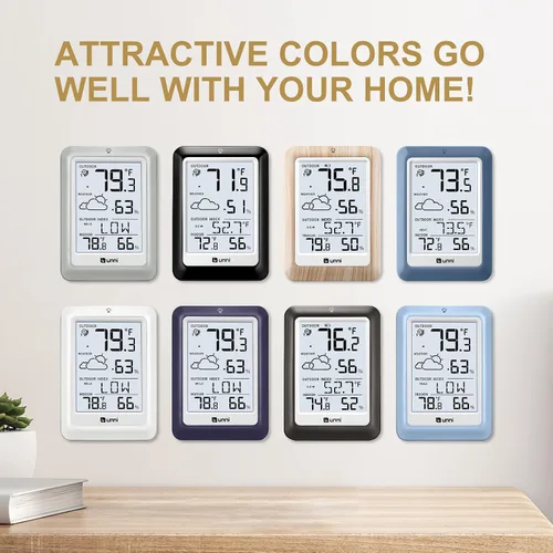 Miniatura 8 de Termómetro inalámbrico para interiores y exteriores, estación meteorológica inalámbrica, monitor de humedad y temperatura, funciona