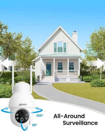 Miniatura 2 de ANRAN Cámara de seguridad solar 2K inalámbrica para exteriores, cámara WiFi alimentada con batería con PTZ de 360° para seguridad del hogar, visión