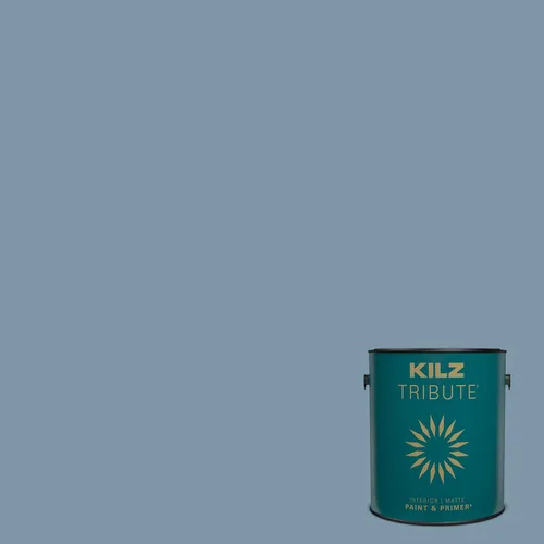 Miniatura 70 de KILZ TRIBUTE Pintura e imprimación, para interiores, semibrillante, Vintage Indigo, 1 galón Índigo Victoria
