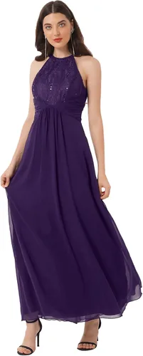 Miniatura 3 de CHICTRY Vestido largo de gasa para dama de honor con encaje floral para fiesta de noche