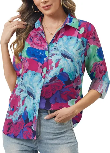 Miniatura 28 de Camisas de manga larga con botones para mujer, básicas, clásicas, suaves, con cuello a la moda, elegantes y casuales