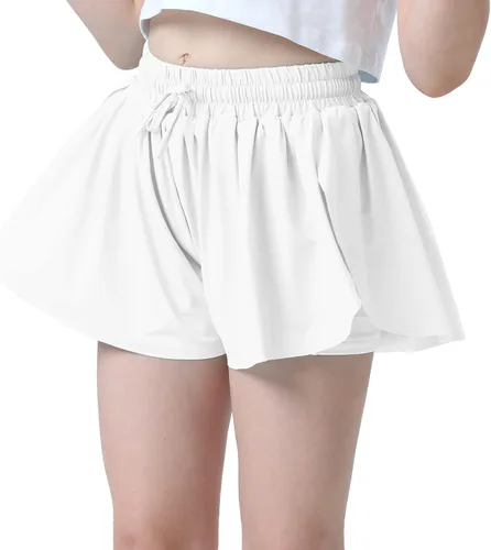 Miniatura 3 de Pantalones cortos fluidos con diseño de mariposa para niñas, pantalones cortos deportivos para niños pequeños y jóvenes con forro 2 en 1