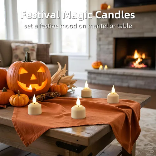 Miniatura 3 de Velas de té recargables sin llama con temporizador remoto y base de carga, velas LED que funcionan con pilas, velas USB para otoño, boda, Navidad