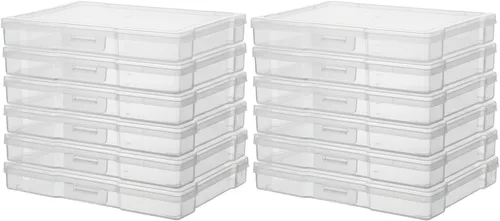 novelinks Paquete de 12 cajas transparentes de almacenamiento de fotos de 5 x 7 pulgadas, estuches organizadores de imágenes de plástico con tapas,