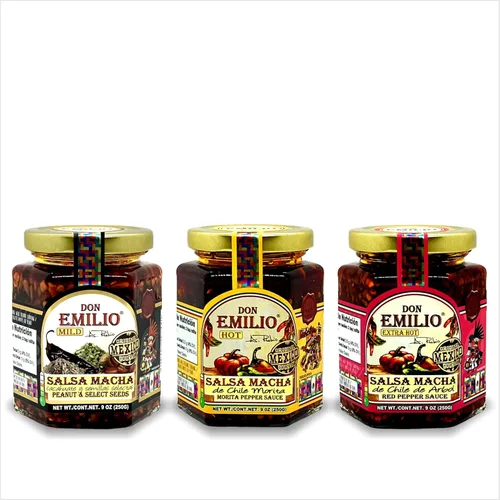 Miniatura 7 de Don Emilio Salsa Macha de Chile Picante (9 oz) (Paquete de 1) Keto, Vegano Crujiente, Hormigueante Picante, Sabroso Pimiento Rojo, Chile