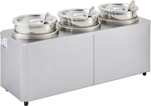 Kratos Calentador de alimentos eléctrico comercial para encimera con ollas, tapas y cucharones | Triple calentador de alimentos de acero inoxidable