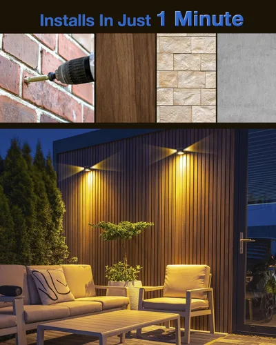 Miniatura 5 de Luces de Valla Solares Impermeables para Exteriores de 3 Lados LED para Pared y Paisajismo para Patio, Terraza, Patio, Barandilla, Garaje, Piscina