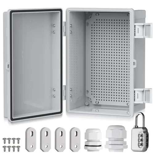 EYPINS Caja de conexiones eléctricas IP67 impermeable – 11.8 x 7.9 x 6.3 pulgadas, caja de plástico ABS para proyectos eléctricos para exteriores