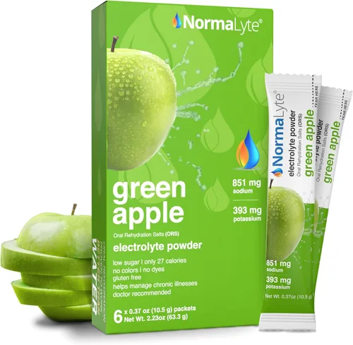 NormaLyte Apple - Paquetes de polvo de electrolitos | Mezcla de bebidas electrolíticas clínicamente estudiada | 6 barras de hidratación efectivas