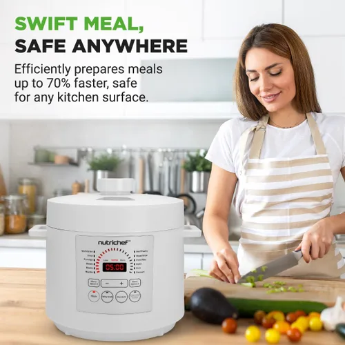 Miniatura 7 de NutriChef Olla a Presión Eléctrica de 6 Cuartos Olla a Presión Digital de Mostrador de 12 Funciones Tiempo y Temperatura Ajustables Función