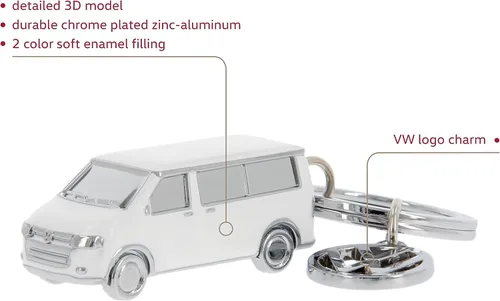 Miniatura 23 de BRISA VW T5/T6 Bus Campervan - Colgante con llavero 3D con dije VW, idea de regalo para los fanáticos de Volkswagen (cromado, esmaltado), Negro