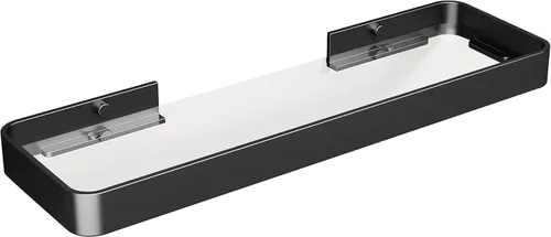 Miniatura 15 de Danpoo Estante de Pared Pequeña de 8 Pulgadas, Vidrio Templado Transparente con Marco de Aluminio Negro Mate – Elegante Organizador Flotante