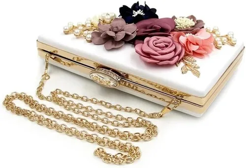 Miniatura 5 de QUUL Bolso de mano para mujer, bolso floral para fiesta, boda, noche