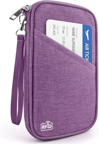 Miniatura 10 de Cartera de pasaporte para la familia con RFID, organizador de documentos de viaje, impermeable para mujeres, billetera de pasaporte portátil