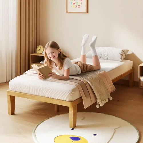 Miniatura 3 de IOTXY Marco de Cama de Plataforma Twin – Base de Fundación de Colchón de Madera Maciza de 12 Pulgadas con Listones y Patas de Apoyo de Alta