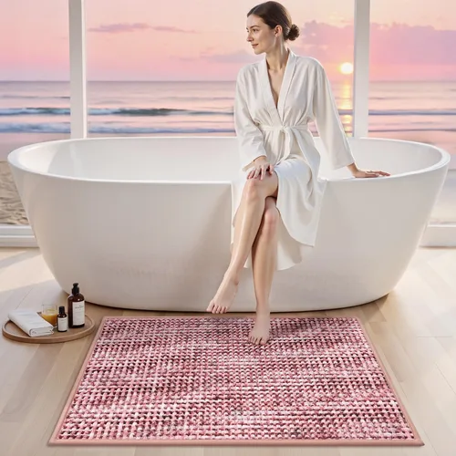 Miniatura 8 de LUMI Tapetes para baño, de felpilla suave antideslizante, absorbente, de secado rápido, lavables a máquina, tapetes de baño para baño de ajuste fino