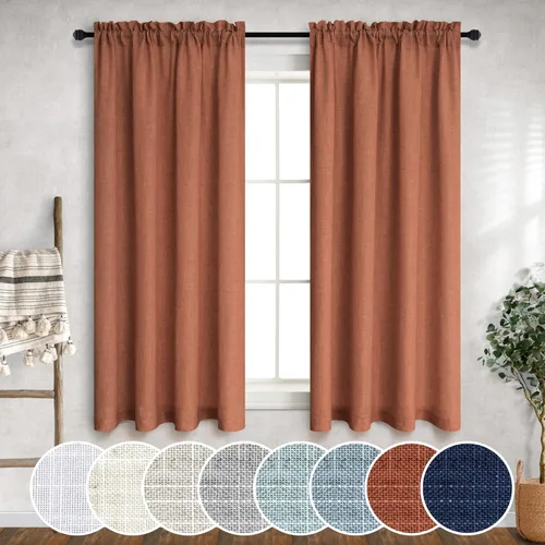 Miniatura 87 de Cortinas blancas puras de 38 pulgadas de ancho para dormitorio, juego de 2 paneles de cortinas de privacidad con bolsillo para barra, cortinas