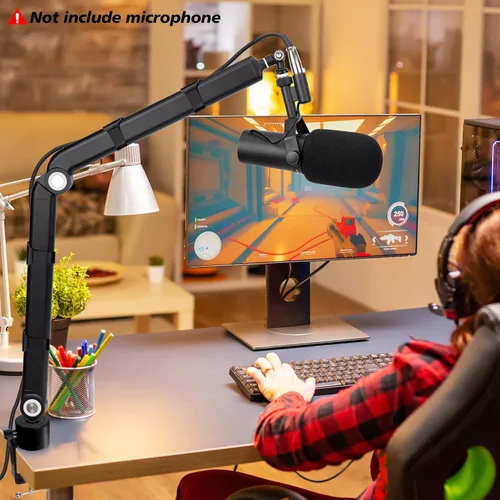 Miniatura 7 de SUNMON Shure SM7B - Brazo de brazo con filtro emergente, brazo de micrófono de ajuste gratuito compatible con micrófono SM7B, parabrisas