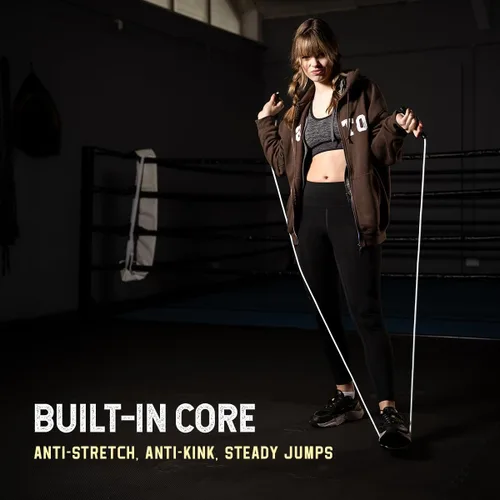 Miniatura 5 de hererope - Cuerda de saltar de boxeo ajustable de 0.236 in con cordón interior, asas irrompibles, cuerdas de salto de PVC duraderas que no se doblan