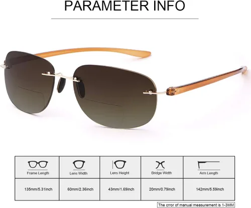 Miniatura 8 de K.LAVER Lentes de lectura bifocales sin montura para lectores con protección UV para hombres y mujeres