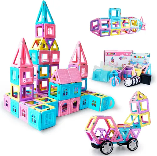 Miniatura 10 de MAGBLOCK Juguetes para niñas pequeñas, azulejos magnéticos, 52 piezas, regalos de cumpleaños para niñas, bloques de construcción magnéticos