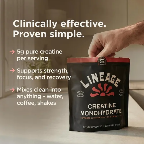 Miniatura 3 de Lineage Provisions Monohidrato de creatina micronizada con sal marina - Creatina en polvo micronizada para entrenamiento y rendimiento - Sin