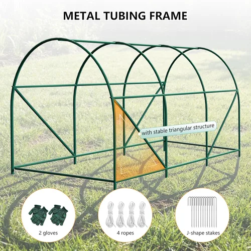 Miniatura 7 de Invernaderos de 12×7×7 pies para exteriores de alta resistencia, grandes invernaderos de entrada para exteriores con 6 ventanas de malla ventilada