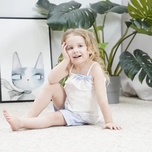 Miniatura 2 de Hipea Ropa de verano para bebés y niñas pequeñas, con volantes, camisola de lunares y pantalones cortos casuales, ropa para niñas recién nacidas