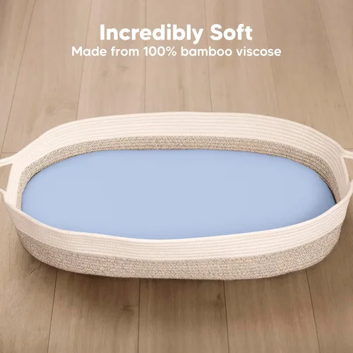 Miniatura 2 de Paquete de 2 sábanas de moisés para bebé niña y niño, viscosa de 33 x 17 pulgadas, derivada de bambú, sábanas ajustables para moisés, compatibles