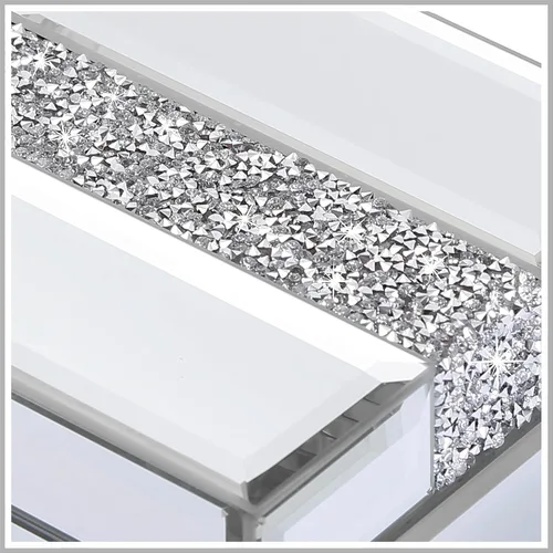 Miniatura 2 de Timetrace Caja pequeña de cristal de diamante plateado, joyero de cristal, caja decorativa, caja de recuerdos, organizador de joyas, organizador
