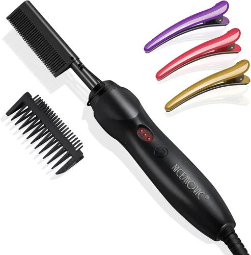 Miniatura 8 de NICEMOVIC Peine Alisador de Cabello con Calentamiento Cerámico - Cepillo de Prensado Caliente para Cabello Natural Negro, Barbas Postizas y Rizado 1