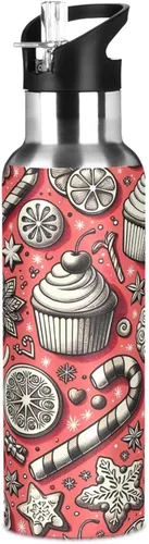 Miniatura 8 de Playful Cupcakes Insulated Stainless Steel Water Bottle with Straw 32 Oz, BPA-Free Sport Water Bottle Leakproof Water Bottles