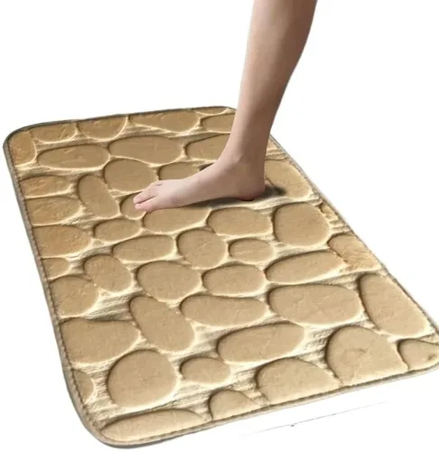 Miniatura 4 de Alfombra antideslizante de Baño De Franela Gruesa Antideslizante, Almohadilla De Espuma Viscoelástica, Adoquín En Relieve, Alfombra De Suelo De