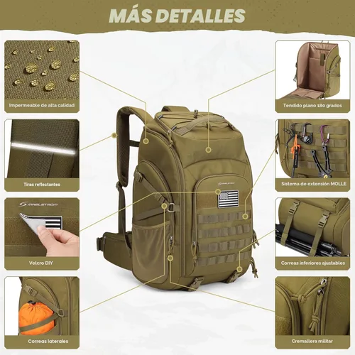 Miniatura 2 de Maelstrom Mochila táctica para hombre, resistente al agua, mochila militar de 40 L, para senderismo, campamento, gimnasio con sistema Molle, 15,6
