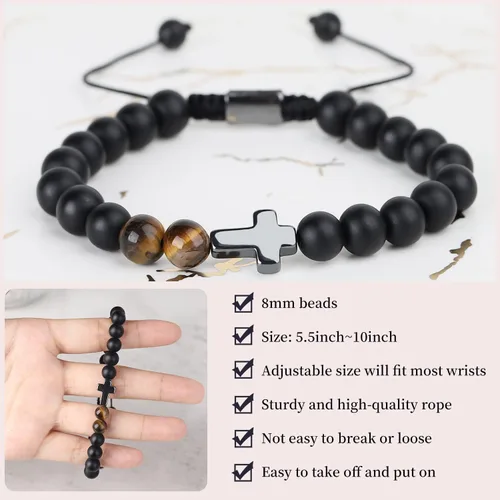 Miniatura 3 de Cross Bracelet for Men, Boys, Son,Boyfriend, Husband, Man, Soulmate, Dad, Grandpa, Grandson, Bonus Dad, Uncle, Brother, Nephew- Anniversary