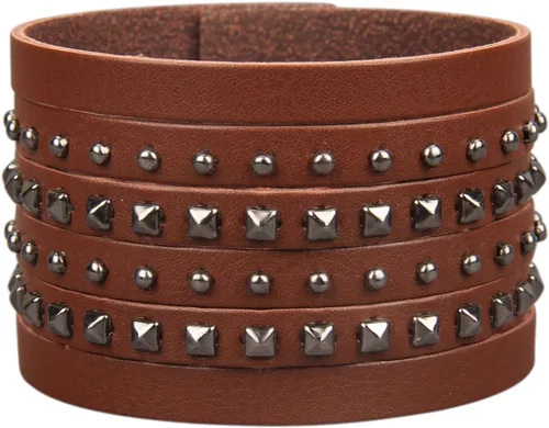 Miniatura 75 de Jeilwiy Pulseras de cuero punk para hombres, pulseras hechas a mano, brazalete ancho, joyería trenzada, color negro y marrón, ajustable, regalos