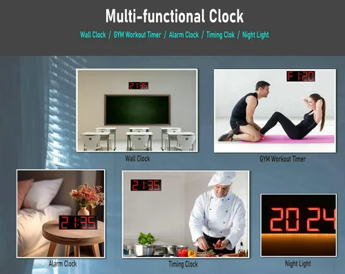 Miniatura 2 de Reloj temporizador de gimnasio en casa extra grande de 17.3 pulgadas, temporizador de intervalo de entrenamiento programable, reloj de pared