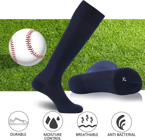 Miniatura 5 de FOOTPLUS Calcetines de béisbol y sóftbol, unisex, por encima de la rodilla, sólidos, deportivos, rugby, fútbol, regreso a casa