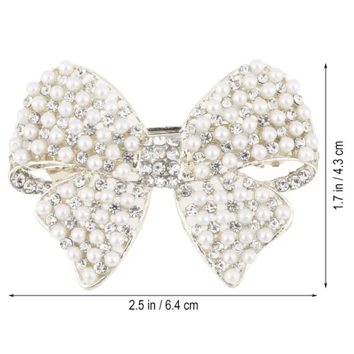 Miniatura 8 de KALLORY Clip de pelo con lazo de perlas con diamantes de imitación, accesorio de pelo de aleación ligera de 2.36 x 1.77 pulgadas para mujeres, ideal