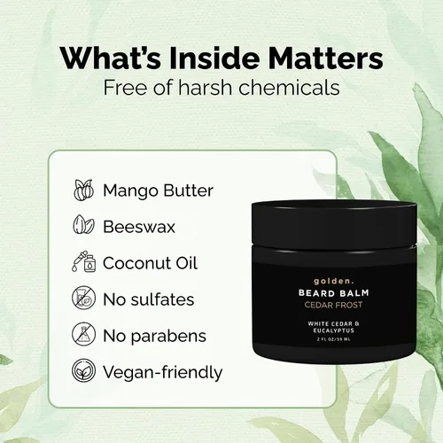 Miniatura 4 de Golden Grooming - Bálsamo para barba – Domina los flaways y promueve un crecimiento más grueso, cera de peinado natural con manteca de karité