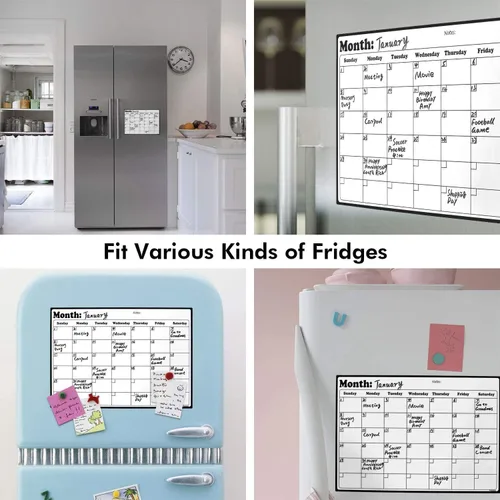 Miniatura 7 de Calendario magnético de borrado en seco para nevera, calendario de pizarra blanca para planificadores de refrigerador, 16.9 x 11.8 pulgadas