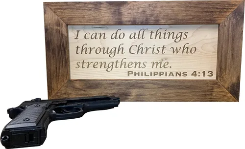 Miniatura 7 de Bellewood Designs Almacenamiento oculto para armas con versículo bíblico personalizado, seis estilos de gabinete de ocultación disponibles