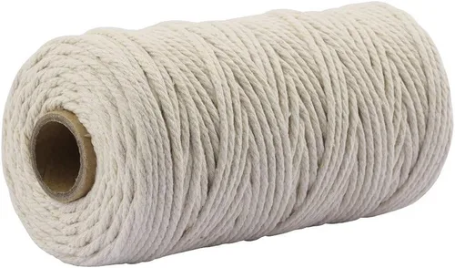 Miniatura 21 de Cuerda de algodón para macramé de 109 yardas de 0.118 pulgadas, 4 hebras trenzadas, cuerda para envolver colgadores de plantas, tejer, suministros