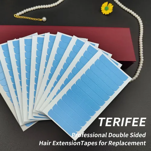 Miniatura 7 de 120 cintas de extensión de cabello de doble cara, cinta azul de repuesto de cabello humano de 0.31 x 1.57 pulgadas para extensiones de cabello