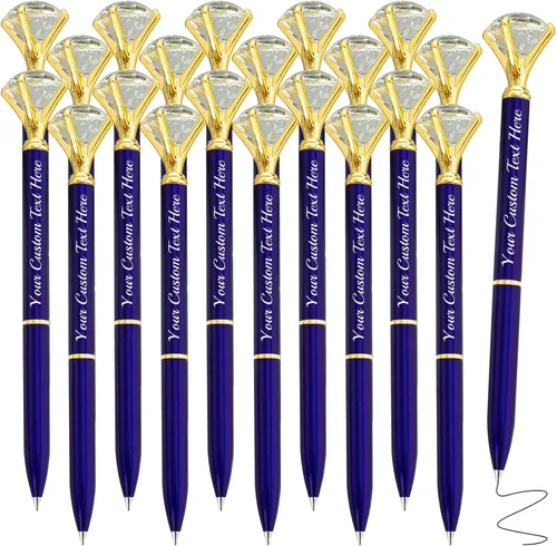 Miniatura 20 de Hasta 100 bolígrafos de diamante personalizados a granel con nombre, bolígrafo de impresión personalizada con logotipo de negocios grabado, mensaje