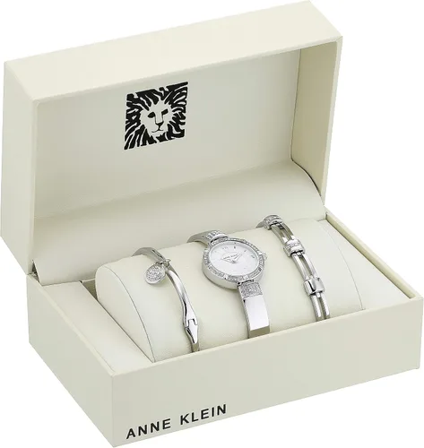 Miniatura 2 de Anne Klein Juego de reloj y pulsera acentuados de cristal prémium para mujer
