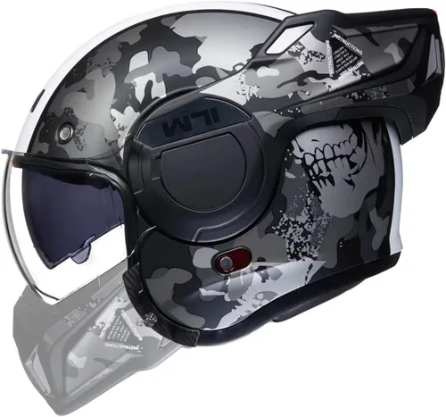 Miniatura 11 de ILM Casco modular de motocicleta vintage de cara completa para adultos y hombres, ATV UTV con protector de barbilla reversible de 180° DOT