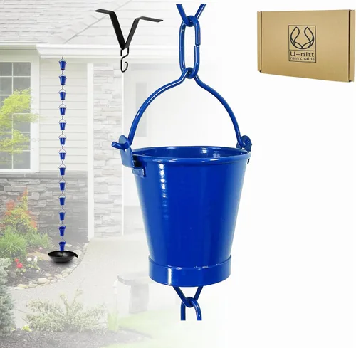 Miniatura 11 de U-nitt Cadena de lluvia para recolección de agua para canalones, recolector de agua de lluvia y desviador, cadenas de 8.5 pies para jardín exterior